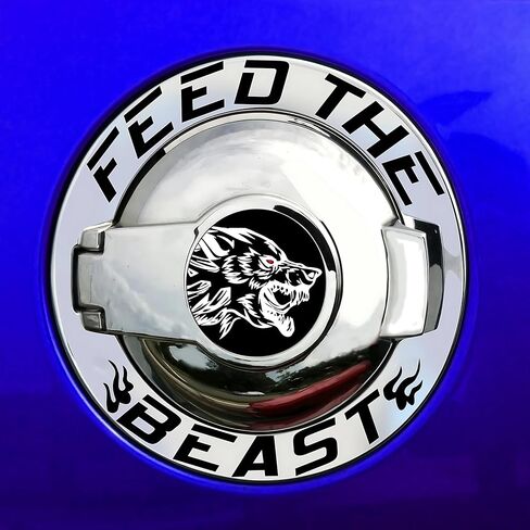 TOOLEPIC for Dodge Challenger Accessories-Gas Tank Door Cover Overlay with Feed The Beast Stylish Design,Unique Car Accessory Perfect for Customization [Gas Tank Cover Not Included] in Kuwait