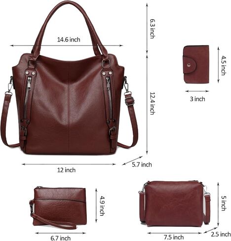 2E-Youth Proses for Women Large Tote Women Women Handbag مجموعة Faux Hobo Crossbody Bag 4pcs in Kuwait