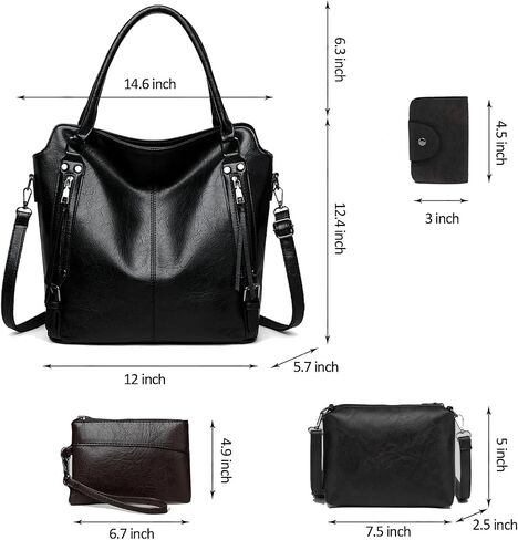 2E-Youth Proses for Women Large Tote Women Women Handbag مجموعة Faux Hobo Crossbody Bag 4pcs in Kuwait