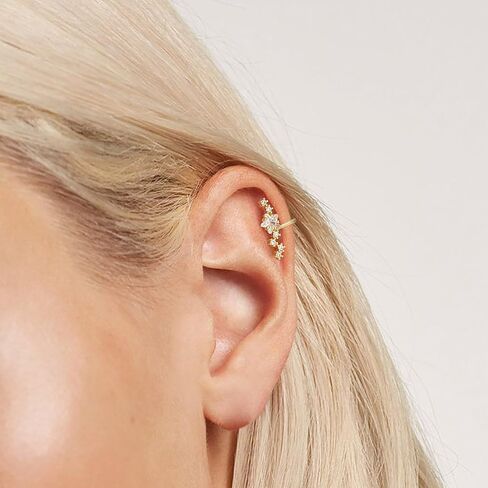 NECOCY Star 14K Gold Plated Ear Cuff Earrings for Women Non Piercing, Dainty Silver Plated Clip on Cartilage Ear Cuff Non Pierced Trendy CZ Northstar Starburst Sparkling Climber Clawer Earring Jewelry in Kuwait