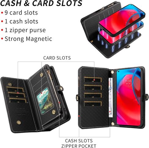 Asuwish Phone Case for Moto G Stylus 5G 2021 Zipper Wallet Detachable Cell Cover with Tempered Glass Screen Protector Crossbody Lanyard Strap Flip Card Holder Motorola GStylus G5 XT2131DL Women Brown in Saudi Arabia