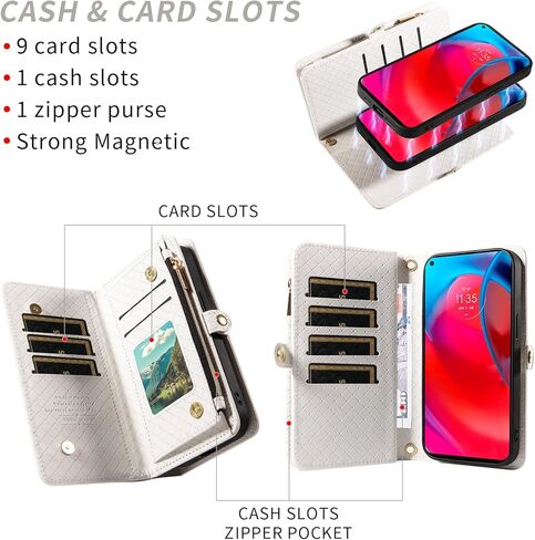 Asuwish Phone Case for Moto G Stylus 5G 2021 Zipper Wallet Detachable Cell Cover with Tempered Glass Screen Protector Crossbody Lanyard Strap Flip Card Holder Motorola GStylus G5 XT2131DL Women Brown in Saudi Arabia