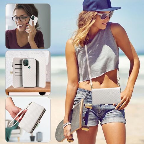 Asuwish Phone Case for Moto G Stylus 5G 2021 Zipper Wallet Detachable Cell Cover with Tempered Glass Screen Protector Crossbody Lanyard Strap Flip Card Holder Motorola GStylus G5 XT2131DL Women Brown in Saudi Arabia