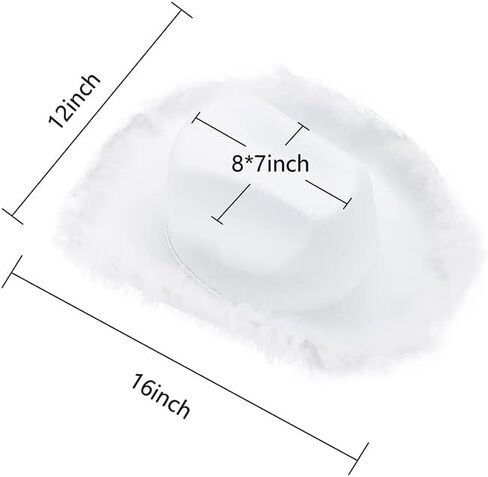 Women Furry Trim Cowgirl Hat Western Retro Wide Brim Pink Rave Cowboy Hat Party Felt Hat Feather Cap in Saudi Arabia