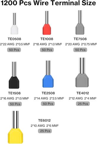 Lytool Double Wire Ferrule Kit 8-22 AWG, 750Pcs Dual Bootlace Ferrule Kit Wire Ferrules Twin Ferrules Connectors Wire Terminal Connector, Insulated Cord Pin End Terminal Great Assortment Ferrules Kit in Kuwait