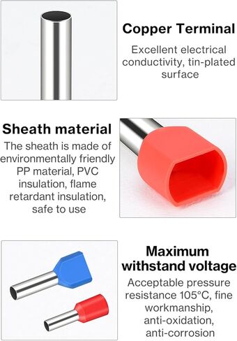 Lytool Double Wire Ferrule Kit 8-22 AWG, 750Pcs Dual Bootlace Ferrule Kit Wire Ferrules Twin Ferrules Connectors Wire Terminal Connector, Insulated Cord Pin End Terminal Great Assortment Ferrules Kit in Kuwait