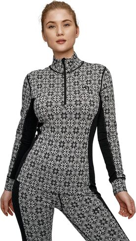 Kari Traa Rose Half Zip Women's Base Layer Top - 100% Merino Wool Fitted Long Sleeve Knit Thermal Shirt, Sage, Large in Kuwait