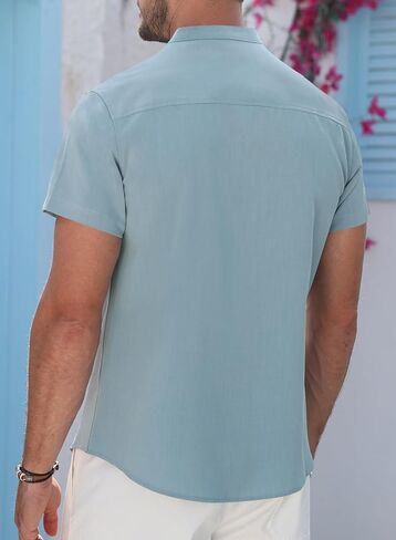 Mens Short Sleeve Cuban Guayabera Shirt Casual Button Down Summer Beach Vacation Shirts in Kuwait