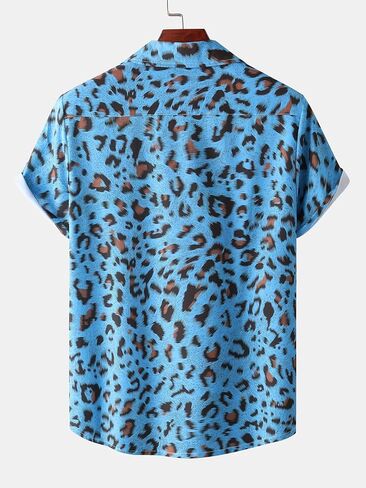 WDIRARA Men's Leopard Print Short Sleeve Shirt Button Down Collared Neck Casual Shirts in Saudi Arabia