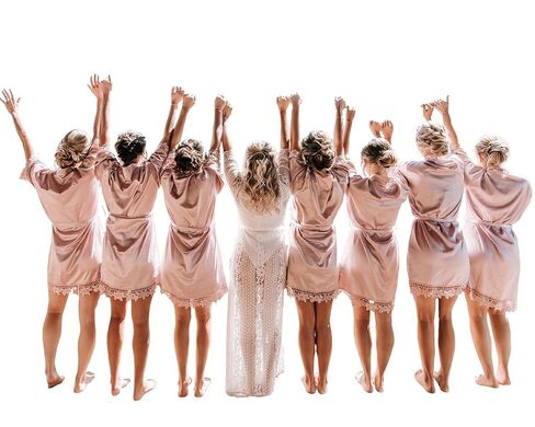 Women's Satin Kimono Robe for Bridesmaid and Bride Wedding Party Getting Ready Short Robe Bridesmaid Robes Maid of Honor Robes Personalized Robe Wedding Robe in Saudi Arabia