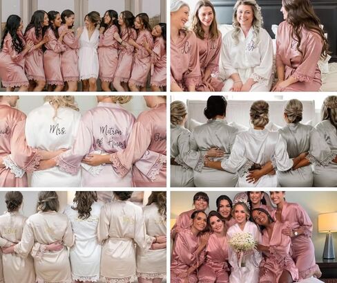 Women's Satin Kimono Robe for Bridesmaid and Bride Wedding Party Getting Ready Short Robe Bridesmaid Robes Maid of Honor Robes Personalized Robe Wedding Robe in Saudi Arabia