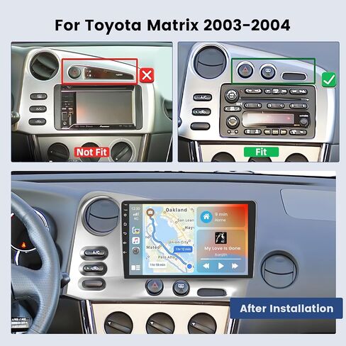 Hikity for Toyota Matrix 2003-2004 Android Car Stereo Radio with Wireless Carplay Android Auto, 2+64G 9 Inch Touchscreen Radio WiFi GPS Navigation Bluetooth FM RDS EQ Mirror Link in Kuwait