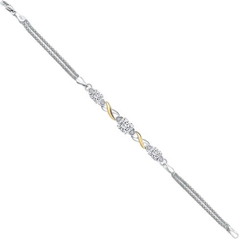 Gem Stone King 925 Silver and 10K Gold Gold White Moissanite و White Lab Pracelet Pracelet Diamond للنساء (2.45 CTTW ، الأحجار الكريمة ، وسادة 6 مم ، 6.5/7/7.5 بوصة ، مصنوعة في إيطاليا) in Saudi Arabia