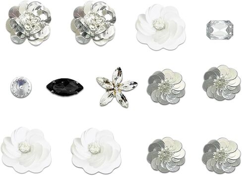 سحر الأحذية الممتاز للنساء 3D Floral & Butterly Designs مع أحجار الراين المتلألئة واللؤلؤ وروابط الكريستال - إكسسوارات مجوهرات الأحذية DIY للفتيات والهدايا الإبداعية والفريدة in Kuwait