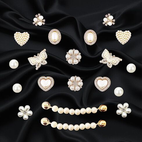 سحر الأحذية الممتاز للنساء 3D Floral & Butterly Designs مع أحجار الراين المتلألئة واللؤلؤ وروابط الكريستال - إكسسوارات مجوهرات الأحذية DIY للفتيات والهدايا الإبداعية والفريدة in Kuwait