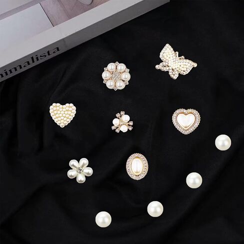 سحر الأحذية الممتاز للنساء 3D Floral & Butterly Designs مع أحجار الراين المتلألئة واللؤلؤ وروابط الكريستال - إكسسوارات مجوهرات الأحذية DIY للفتيات والهدايا الإبداعية والفريدة in Kuwait