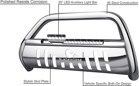 Black Horse Beacon Bul Bar Plate Skid Plate Stainless Steel متوافق مع 17-23 Ford F-250 Super Duty | 17-23 Ford F-350 Super Duty | 17-23 Ford F-450 Super Duty | 17-23 Ford F-550 Super Duty-Fof2s in Saudi Arabia