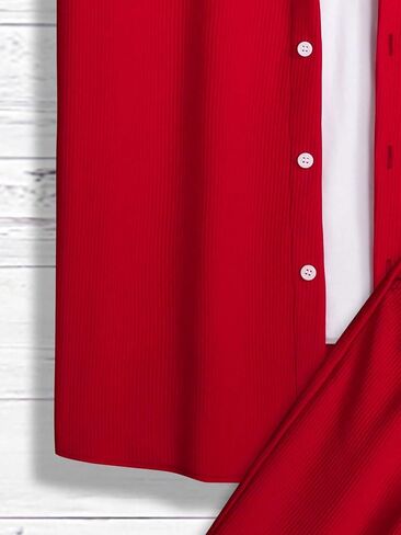 Men's 2 Piece Short Set Short Sleeve Button Down Shirts and Drawstring Track Shorts Beach Outfits in Saudi Arabia