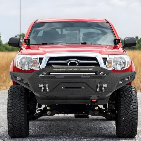 05-15 Tacoma Front Pumper Width Width Ofrroad Cofpater متوافق مع 2005-2015 Toyota Tacoma 2nd Gen Pickup شاحنات ، مزارع صخور الثقيلة مصد وزاحف ثقيل مع صفيحة وينش و 4 × مصابيح LED و 2 X D حلقات in Kuwait