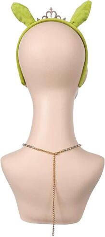 Adult Princess Crown Costume Accessories Green Ears Headband Headwear Heart Shaped Diamond Necklace in Saudi Arabia
