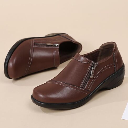 FOVSMO Loafers for Womens Comfort Dressy Slip-Ons Zipper Business Casual Office Work Shoes in Kuwait