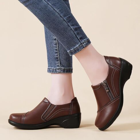 FOVSMO Loafers for Womens Comfort Dressy Slip-Ons Zipper Business Casual Office Work Shoes in Kuwait