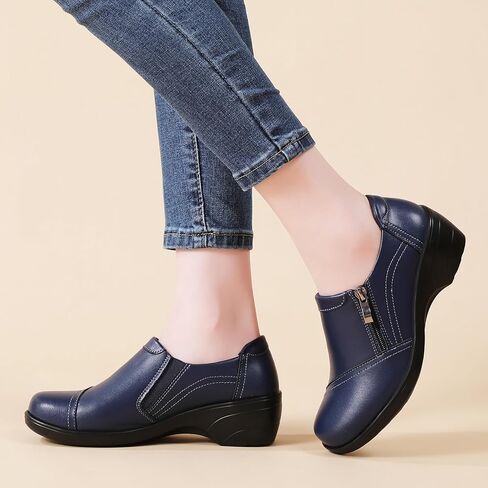 FOVSMO Loafers for Womens Comfort Dressy Slip-Ons Zipper Business Casual Office Work Shoes in Kuwait