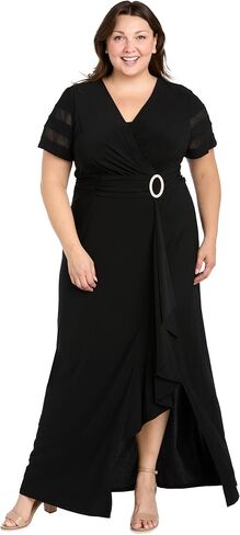 R & M RICHARDS LONG CASCADE WRAP Dress W/Inteet Inset ، Rhinestone Boxle & Side Shulk in Saudi Arabia