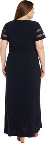 R & M RICHARDS LONG CASCADE WRAP Dress W/Inteet Inset ، Rhinestone Boxle & Side Shulk in Saudi Arabia