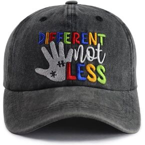 Different Not Less Autism Hat for Women Men, Funny Adjustable Cotton Embroidered Autistic Baseball Cap
