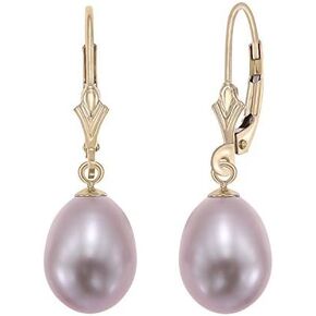 14k Yellow Gold Freshwater Cultured Pearl Leverback Drop Earring