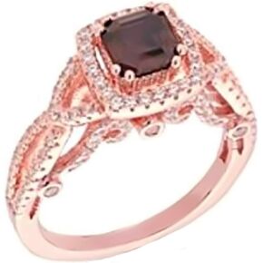 BRANDY DIAMONDORABLES® Chocolate Brown 18k Rose gold Silver Eye Catching Princess Ring 4-1/2 Ctw.