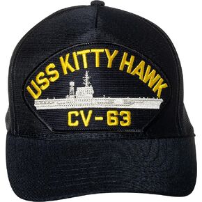 United States Navy USS Kitty Hawk CV-63 Supercarrier Ship Emblem Patch Hat Navy Blue Baseball Cap