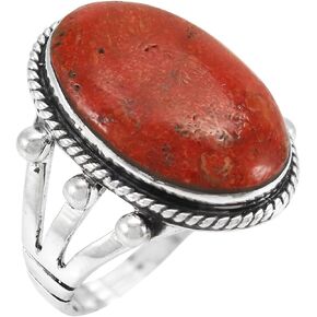 Turquoise Network Coral Ring Sterling Silver 925 Genuine Gemstones Size 6 to 11