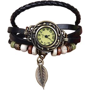 Weicam Woemen Girls Vintage Multilayer Bangle Bracelet Analog Quartz Wrist Watch