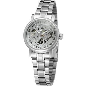 FORSINING Women's Stylish Automatic Self-Wind Skeleton Analog Stainless Steel Bracelet Watch WRL8005M4S1