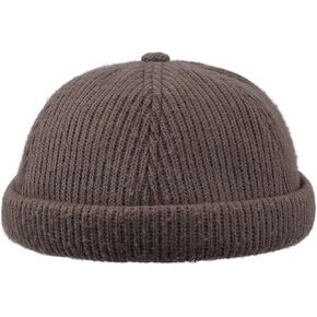 Clakllie Warm Brimless Hat Knitted Skull Cap Docker Hat Soft Beanie Worker Hat Rolled Cuff Sailor Fisherman Leon Hat