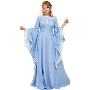 فستان نسائي من عصر النهضة زي العصور الوسطى لحفلات الزفاف فستان مصنوع يدويًا مع أكمام بوق in Kuwait