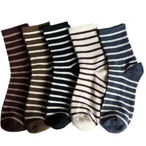 5 Pairs Wool Socks for Women Thick Striped Womens Socks Winter Warm Socks Thermal Socks for Women