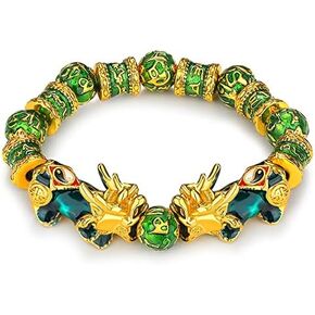 Feng Shui Pixiu 12mm Golden Hand Carved Mantra Bead Bracelet Copper Coins Bead Lucky Wealthy Amulet Brecelet