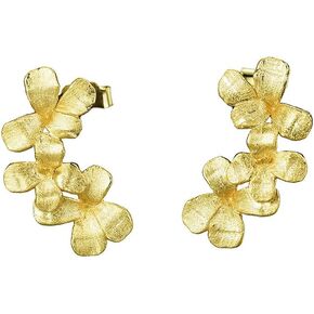 اقراط بتصميم زهرة من الفضة الاسترلينية عيار 925 مطلية بالذهب الاصفر للنساء، مجوهرات مصنوعة يدويا من تشارمينج ديزاينر بريميوم بيرل, فضي in Kuwait