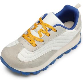 HOMEHOT Girls Sneaker Classic Leather Unisex-Child Lace-up Running Shoes