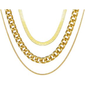 Punk Layered Snake Choker Necklaces Gold Thick Chunky Twist Circle Necklace Chain Jewelry Adjustable for Women and Girls