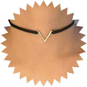 Vintage Suede Choker Necklace Black Letter V Necklace Black Velvet Necklace Short Gothic Arrow Velvet Ribbon Necklace Chain Jewelry for Women and Girls