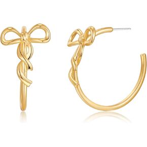 Gold Bow Hoop Earrings for Women Bow Jewelry Trendy Earrings Gifts