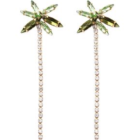 Rosemarie & Jubalee Women's Colorful Crystal Palm Tree Hypoallergenic Dangle Earrings, 3.25"