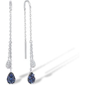 Santuzza 925 Sterling Silver Threader Earrings White Cubic Zirconia Drop Earring
