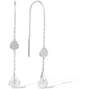 Santuzza 925 Sterling Silver Threader Earrings White Cubic Zirconia Drop Earring