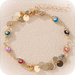 Harry and Henry Gold Evil Eye Bracelet for Women Evil Eye Chain Bracelet Crystal Beaded Bracelets Heart Bracelet for Women Girls Christmas Gifts 2023