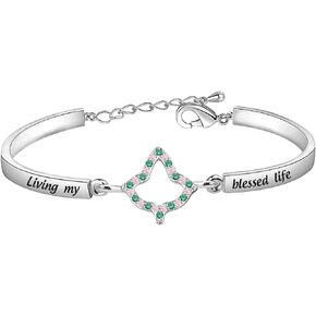 CHOORO Graduation Gift Living My Blessed Life Zircon Bracelet Leaf Bracelet